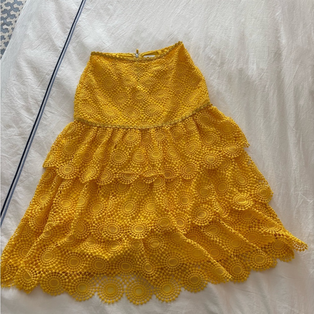 Saylor Yellow Lace Tiered Skirt